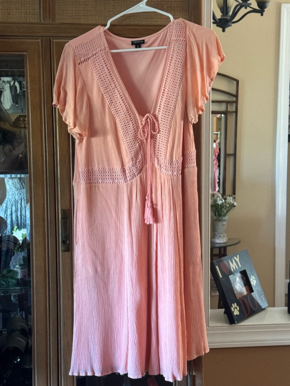 torrid Peach Pink Crochet Trim Midi Dress